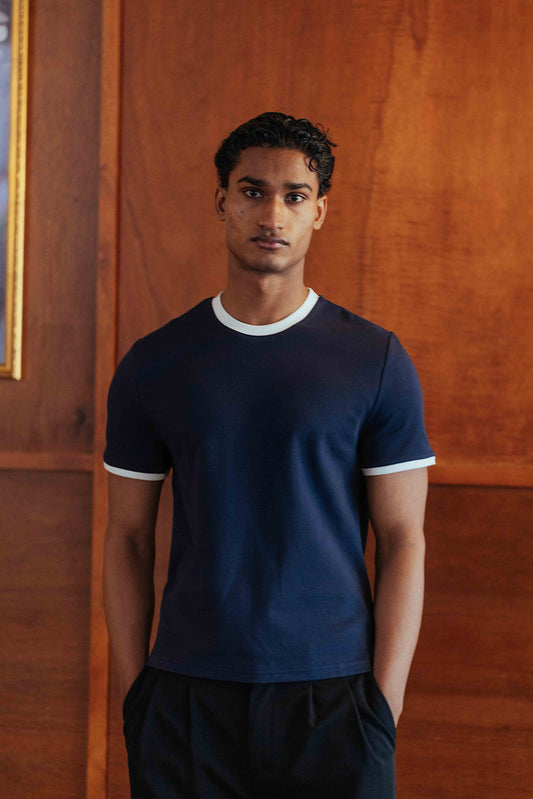 NJfashion Brando T-Shirt, Navy Ringer