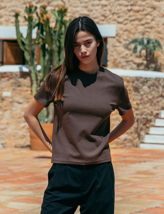 NJfashion Brando Fitted T-Shirt, Brown