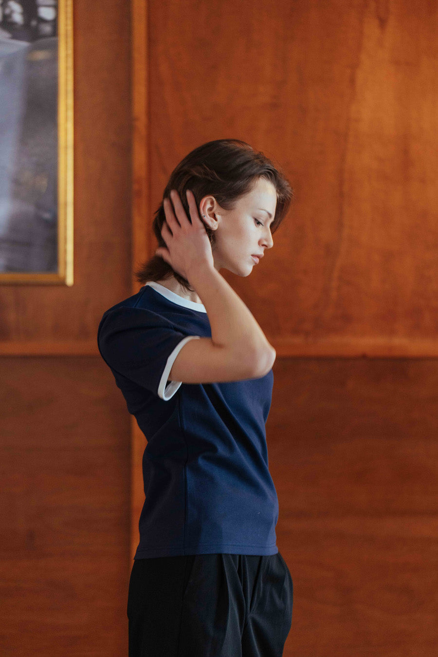NJfashion Brando T-Shirt, Navy Ringer