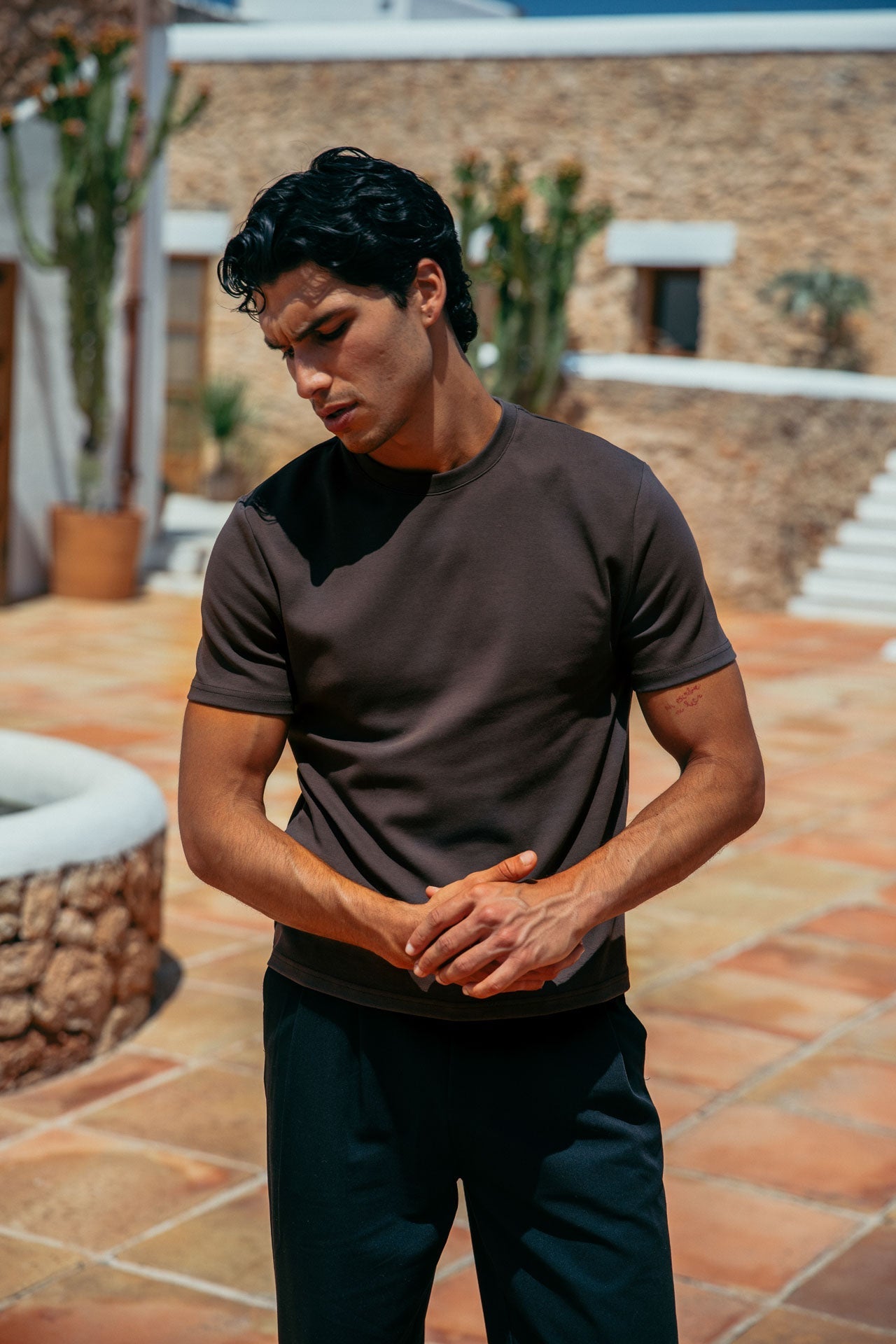NJfashion Brando Fitted T-Shirt, Brown