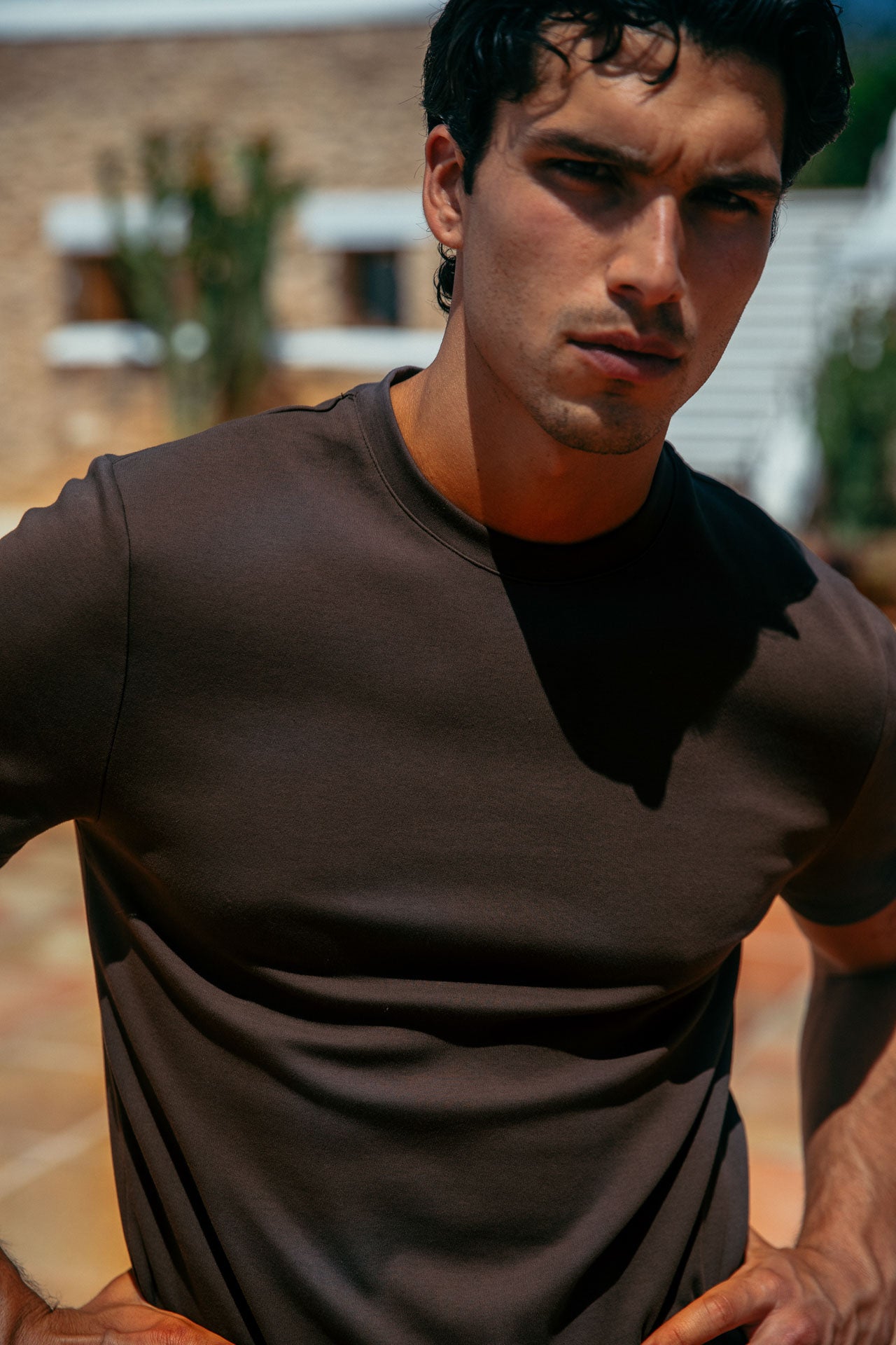 NJfashion Brando Fitted T-Shirt, Brown