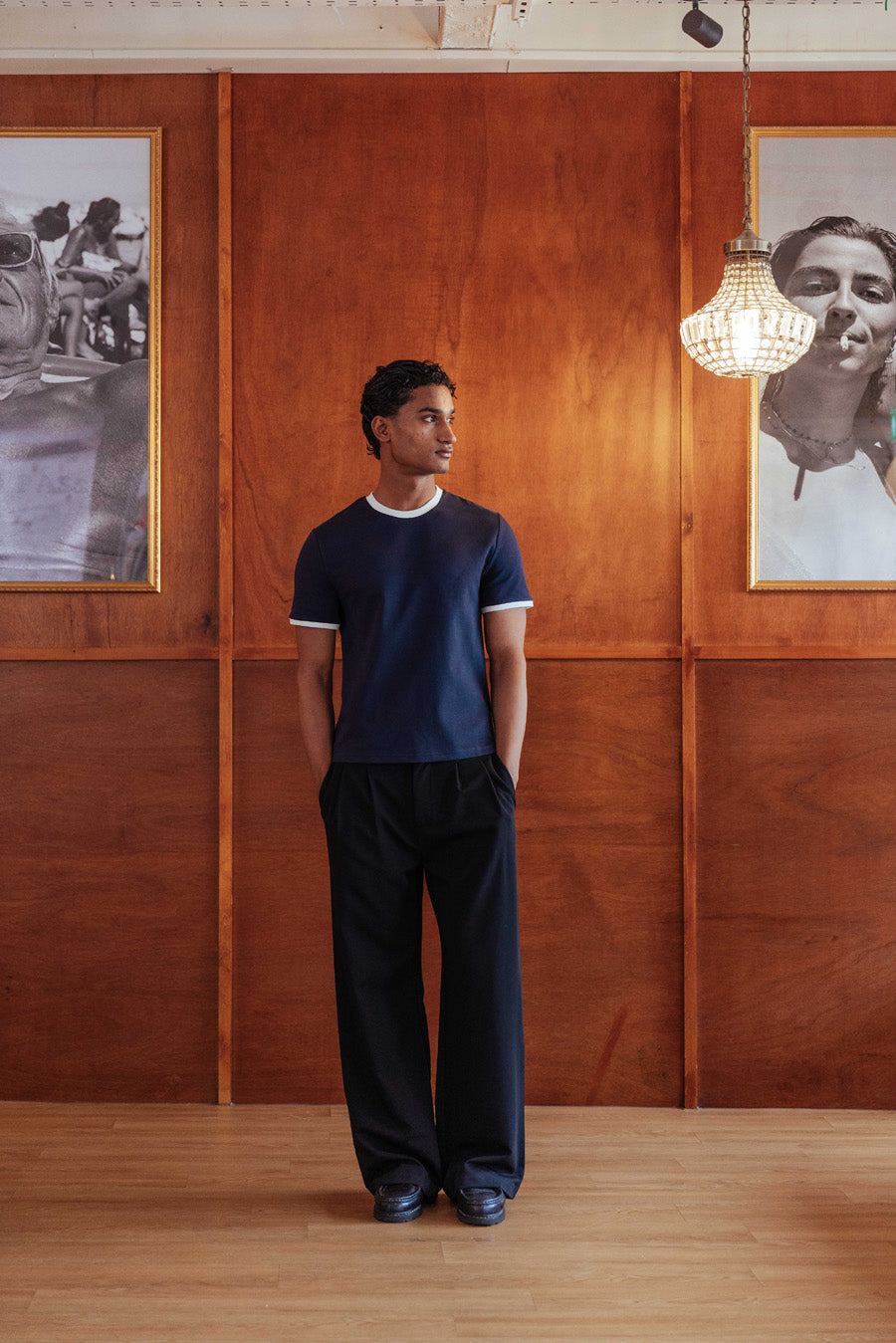 NJfashion Brando T-Shirt, Navy Ringer